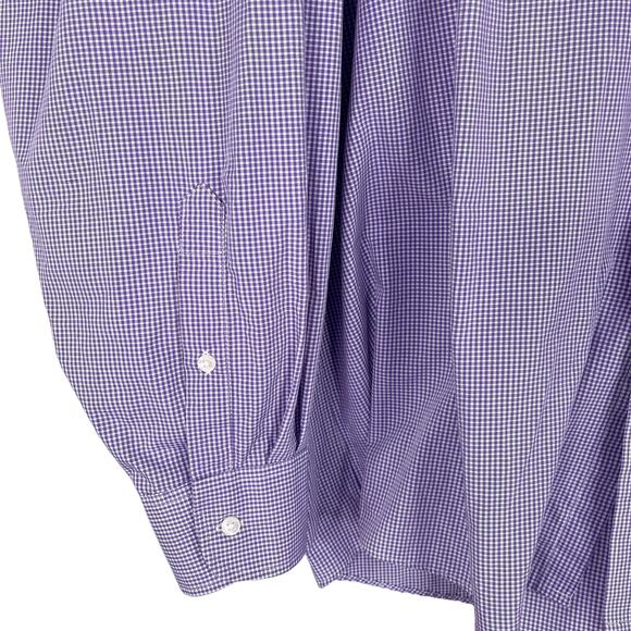 Van Heusen Button Down Shirt Regular Fit Purple White Check 2XL - Picture 3 of 8